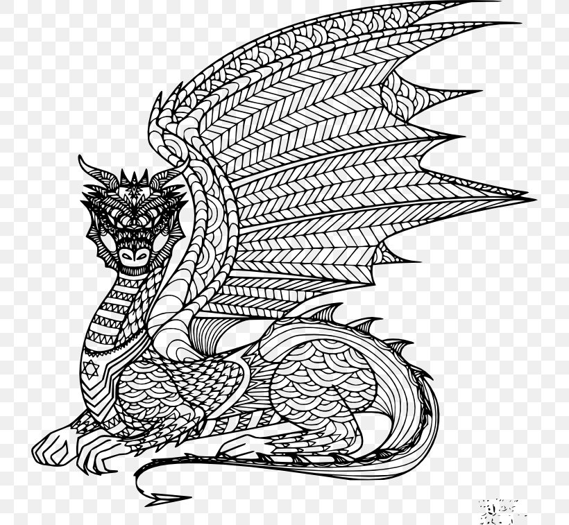 Coloring Book Dragon Child Adult Fantasy, PNG, 730x757px, Coloring Book, Adult, Art, Artwork, Black And White Download Free