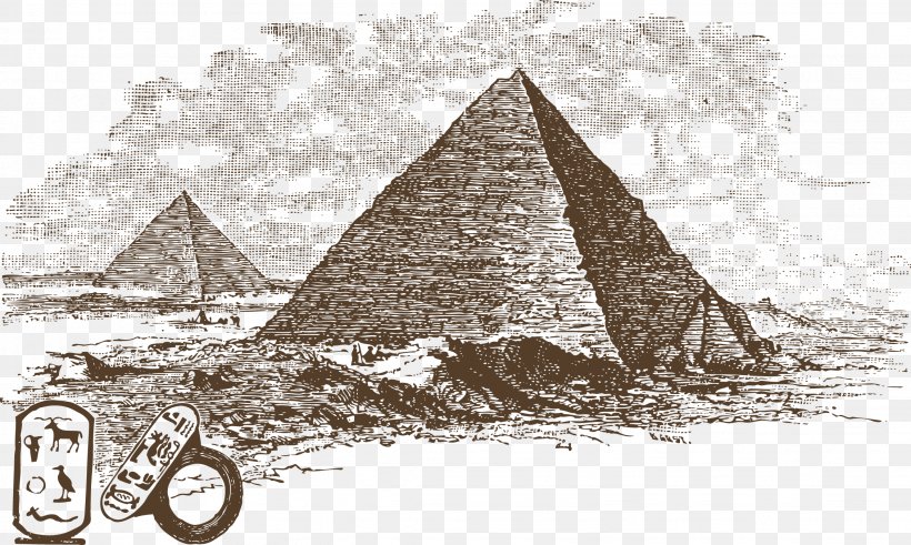 Egyptian Pyramids Ancient Egypt Illustration, PNG, 2259x1354px, Egyptian Pyramids, Ancient Egypt, Ancient Egyptian Architecture, Architecture, Black And White Download Free