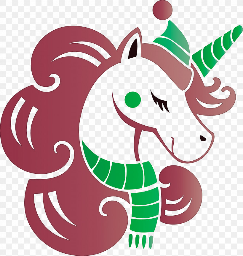Unicorn Christmas Unicorn, PNG, 2851x3000px, Unicorn, Cartoon, Christmas Unicorn, Green, Pink Download Free