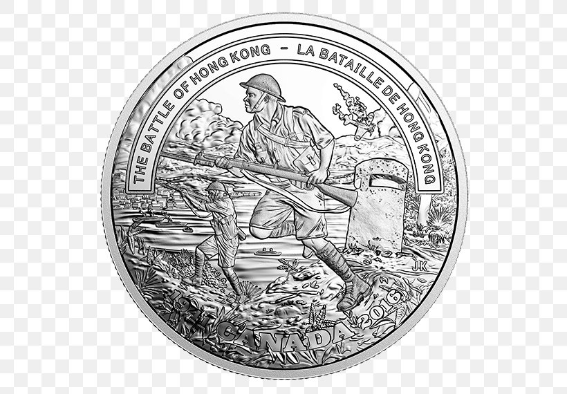 Battle Of Hong Kong World War II Canada Coin Royal Canadian Mint, PNG, 570x570px, World War Ii, Black And White, Canada, Canadian Wildlife, Coin Download Free
