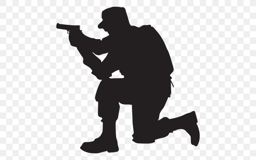 Silhouette Soldier Clip Art, PNG, 512x512px, Silhouette, Army, Black, Black And White, Drawing Download Free