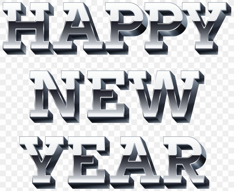 Happy New Year Silver Clip Art Image, PNG, 8000x6557px, New Year, Black And White, Brand, Christmas, Gift Download Free