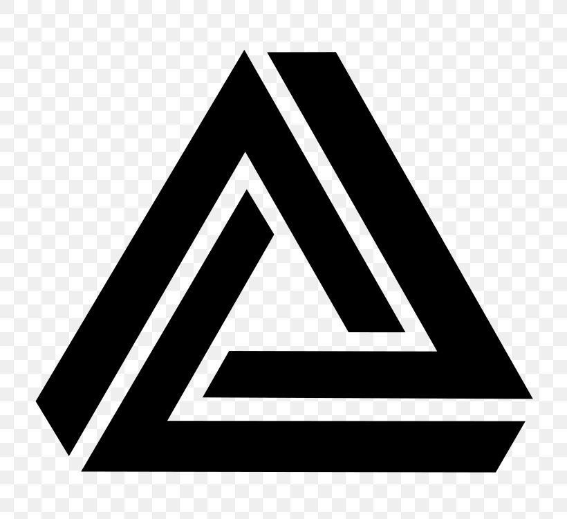 Penrose Triangle T-shirt Mathematics Logo, PNG, 750x750px, Penrose Triangle, Area, Black, Black And White, Brand Download Free