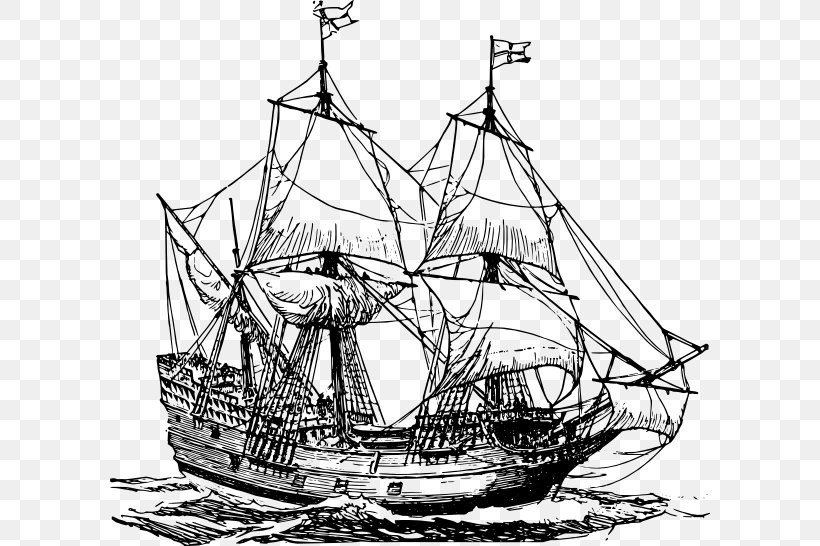Sailing Ship Boat Clip Art, PNG, 600x546px, Sailing Ship, Baltimore Clipper, Barque, Barquentine, Black And White Download Free