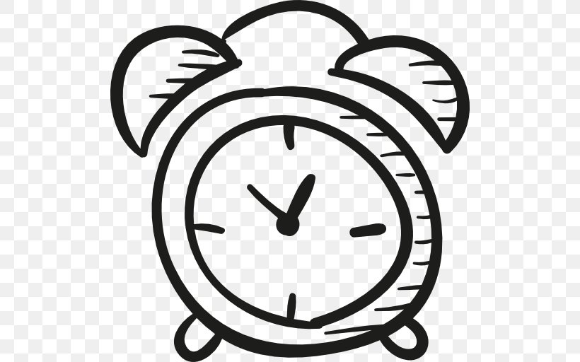 Alarm Clocks Drawing, PNG, 512x512px, Alarm Clocks, Alarm Device, Black And White, Clock, Drawing Download Free