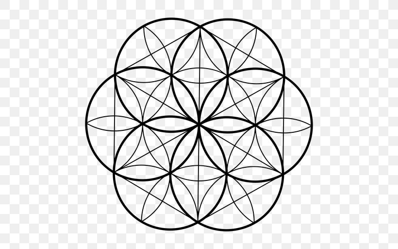 Sacred Geometry Overlapping Circles Grid Symbol Vesica Piscis, PNG, 512x512px, Sacred Geometry, Area, Black And White, Flower, Fractal Download Free