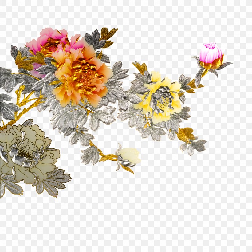 Peony Mural Painting, PNG, 1417x1417px, 3d Computer Graphics, Peony, Artificial Flower, Branch, Chrysanths Download Free