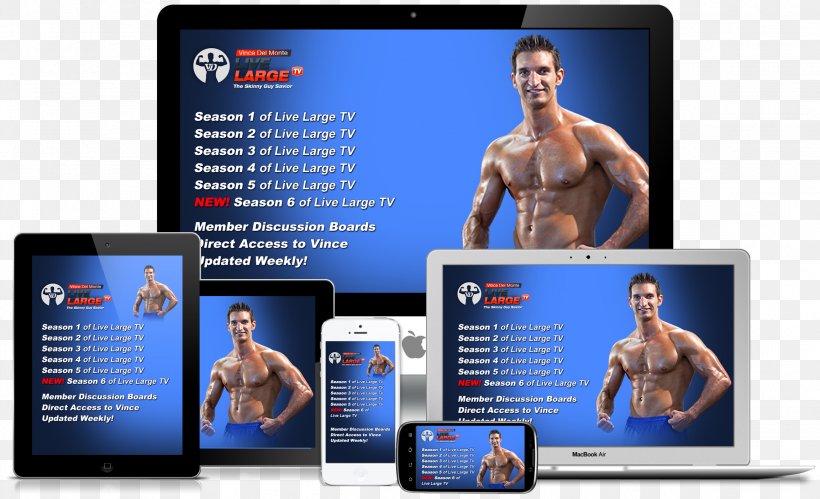 Living Large: The Skinny Guy's Guide To No-Nonsense Muscle Building Television Electronics Muscle Hypertrophy Brand, PNG, 2304x1404px, Television, Advertising, Brand, Communication, Display Advertising Download Free