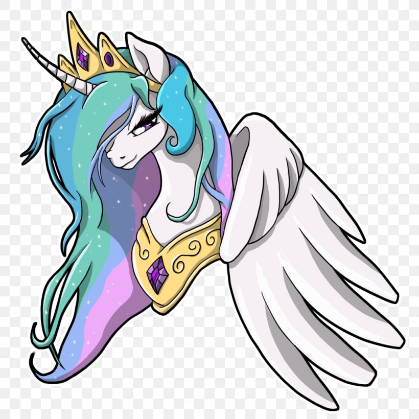 Princess Celestia Digital Art Pony Clip Art, PNG, 1024x1024px, Watercolor, Cartoon, Flower, Frame, Heart Download Free