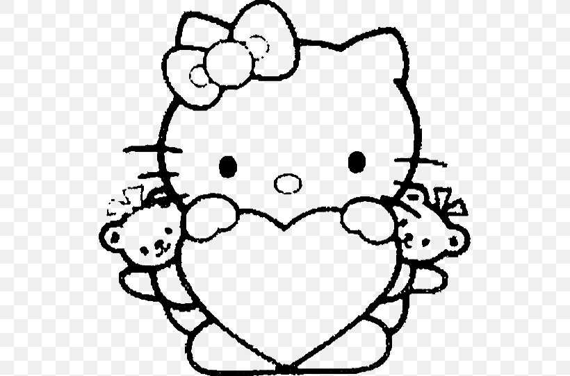 Hello Kitty Coloring Book Cat Image Drawing, PNG, 553x542px, Watercolor, Cartoon, Flower, Frame, Heart Download Free
