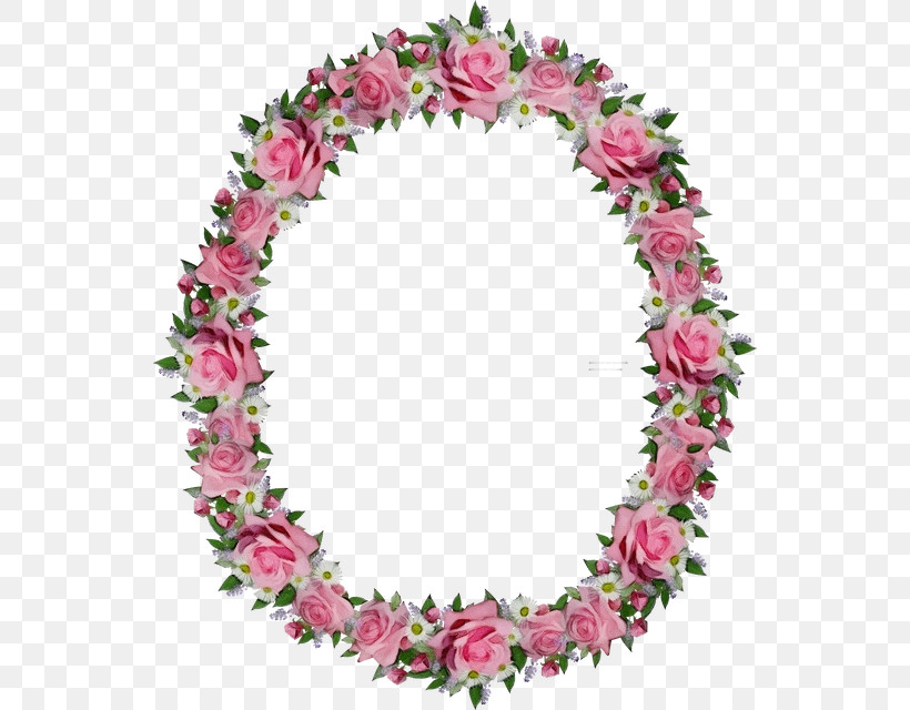 Lei Pink Cut Flowers Plant Wreath, PNG, 544x640px, Watercolor, Cut Flowers, Flower, Lei, Paint Download Free
