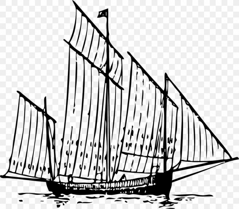 Sailing Ship Clip Art, PNG, 884x775px, Sailing, Artwork, Baltimore Clipper, Barque, Black And White Download Free