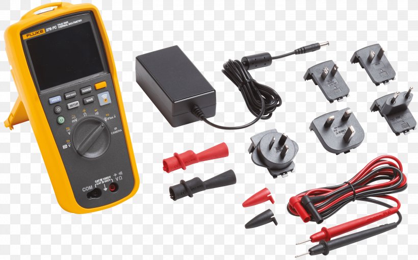 Battery Charger Digital Multimeter Thermographic Camera Fluke Corporation, PNG, 3000x1869px, Battery Charger, Calibration, Communication, Digital Multimeter, Electric Battery Download Free