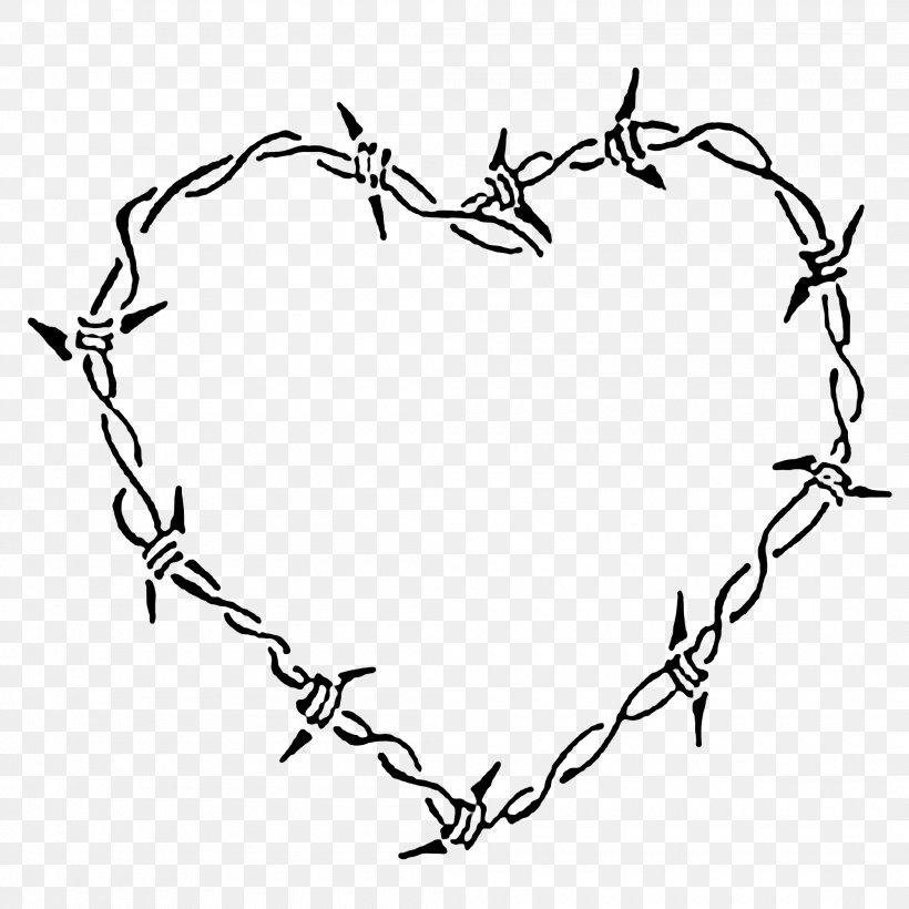 Drawing Heart, PNG, 2100x2100px, Barbed Wire, Blackandwhite, Branch, Drawing, Fence Download Free