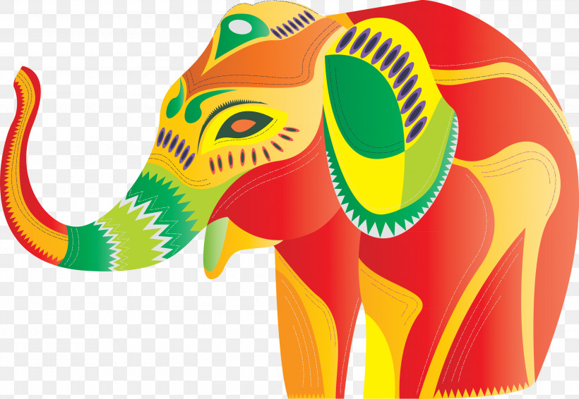 Indian Elephant, PNG, 3000x2074px, Indian Elephant, Elephant, Meter, Yellow Download Free