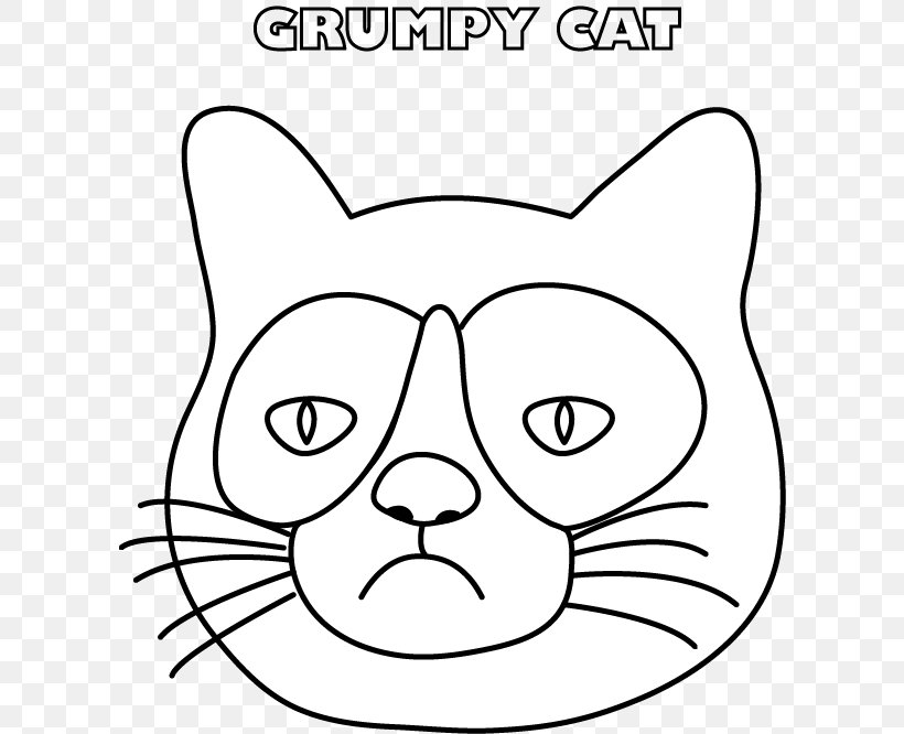 Whiskers Grumpy Cat Coloring Book Drawing, PNG, 606x666px, Watercolor, Cartoon, Flower, Frame, Heart Download Free
