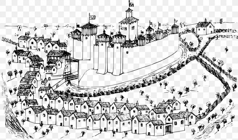 Roanne Middle Ages Drawing, PNG, 1000x592px, 14th Century, Roanne, Area, Artwork, Black And White Download Free