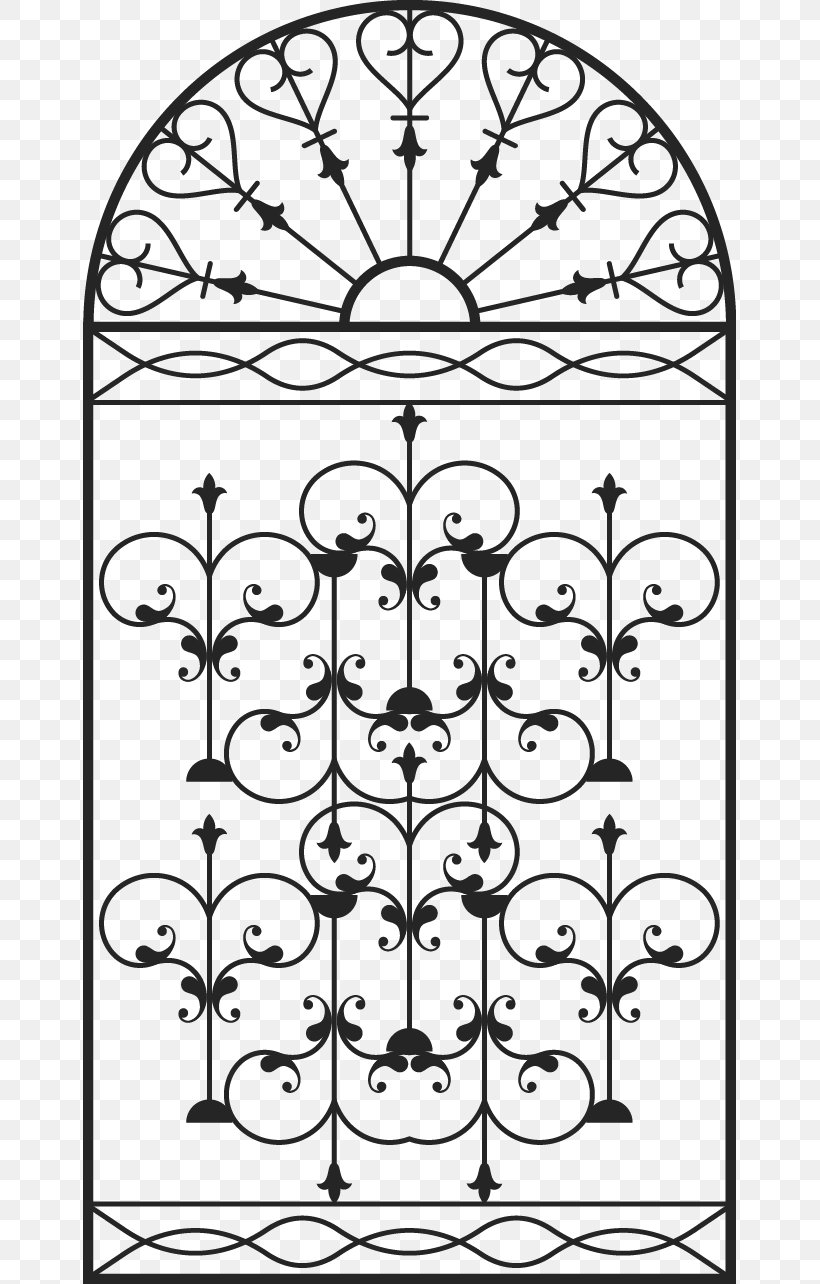 Window Grille Gate Wrought Iron, PNG, 653x1284px, Window, Area, Black And White, Cast Iron, Door Download Free