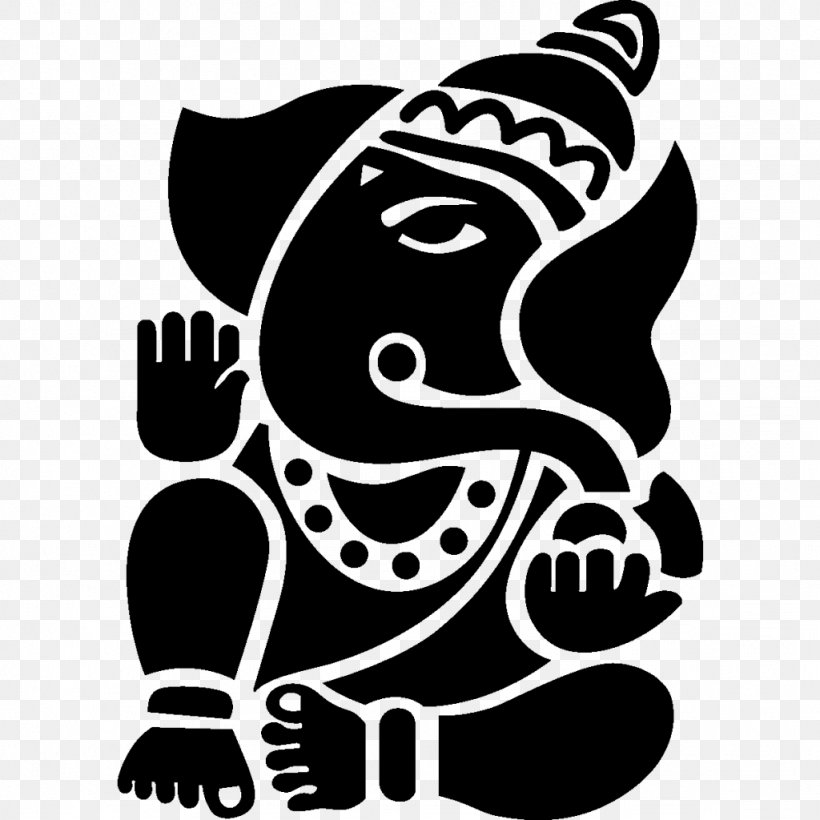 Ganesha Shiva Durga Puja Hinduism, PNG, 1024x1024px, Ganesha, Art, Black, Black And White, Deity Download Free
