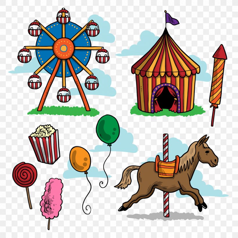 Circus Amusement Park Clip Art, PNG, 1200x1200px, Circus, Amusement Park, Artwork, Carousel, Entertainment Download Free
