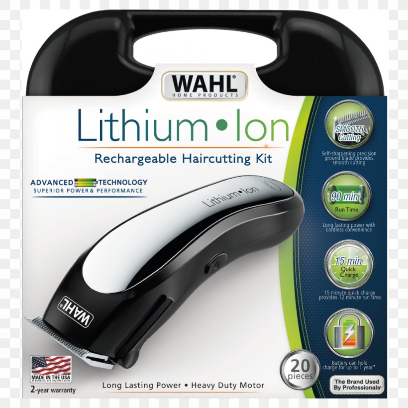 Hair Clipper Electric Razors & Hair Trimmers Wahl Clipper Wahl 9854-600 Lithium-ion Battery, PNG, 1000x1000px, Hair Clipper, All Xbox Accessory, Beard, Electric Battery, Electric Razors Hair Trimmers Download Free