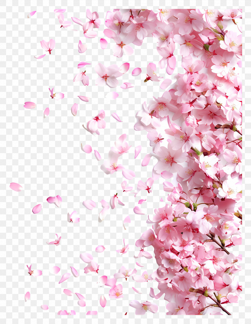 Falling Flowers - Falling Pink Cherry Blossoms In Full Bloom, PNG ...