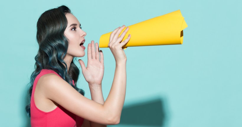 Megaphone Stock Photography Loudspeaker Royalty-free, PNG, 1280x673px, Megaphone, Arm, Art, Happiness, Loudspeaker Download Free