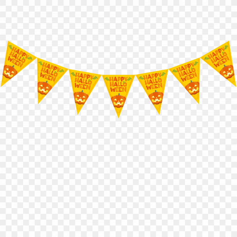 Halloween Flag Garland - Halloween Bunting With Festive Flags PNG
