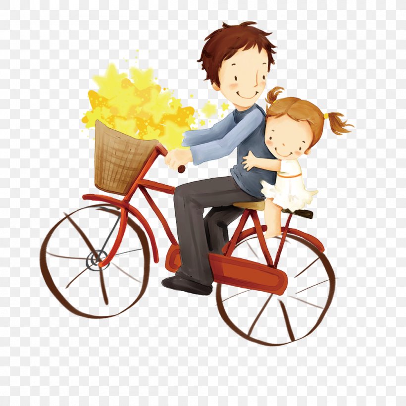 Fathers Day Cartoon Child, PNG, 1000x1000px, Fathers Day, Bicycle, Bicycle Accessory, Boy, Cartoon Download Free