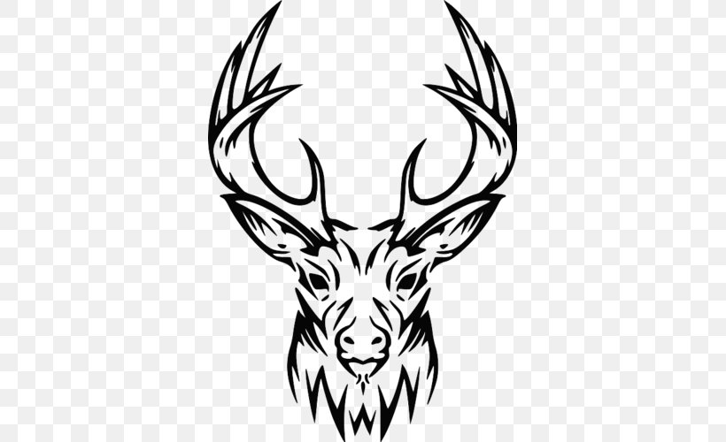 Deer Elk Drawing Antler, PNG, 500x500px, Deer, Antler, Art, Artwork, Black And White Download Free