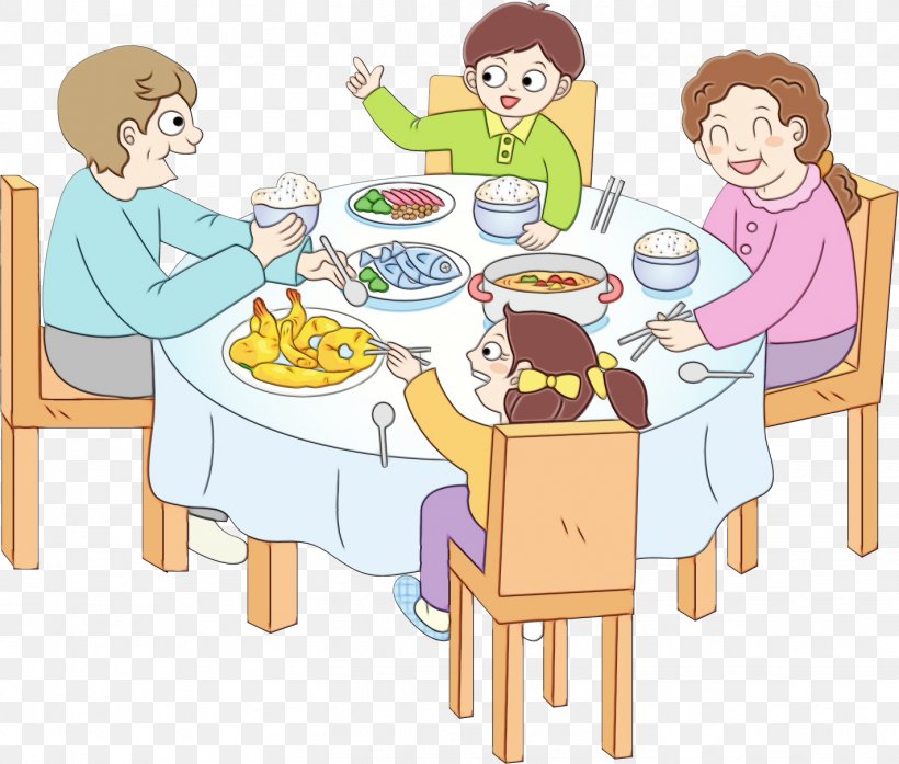 Meal Cartoon Table Sharing Clip Art, PNG, 1423x1211px, Watercolor, Breakfast, Cartoon, Conversation, Furniture Download Free