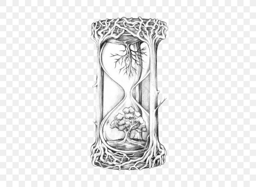 Tattoo Hourglass Drawing Idea Flash, PNG, 418x600px, Watercolor, Cartoon, Flower, Frame, Heart Download Free
