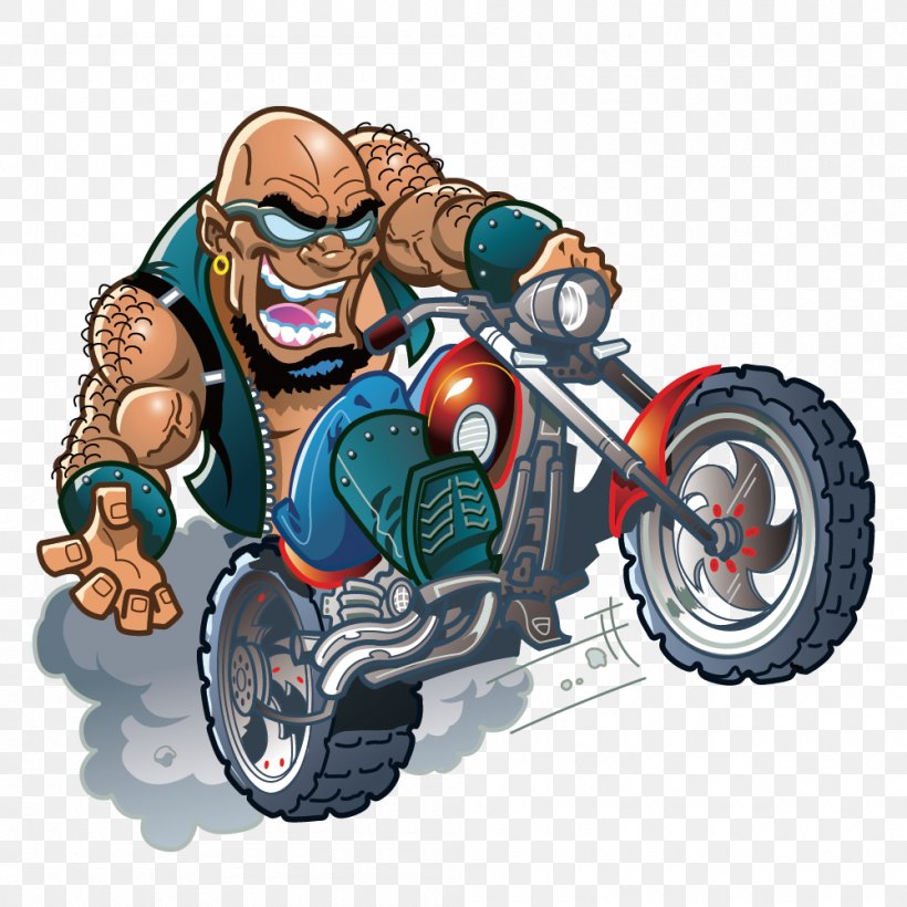 Motorcycle Cartoon Bicycle Clip Art, PNG, 1000x1000px, Motorcycle, Automotive Design, Bicycle, Cartoon, Chopper Download Free