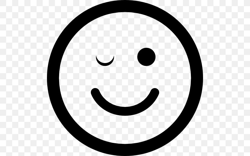 Emoticon Smiley Wink, PNG, 512x512px, Emoticon, Area, Black And White, Emotion, Face Download Free