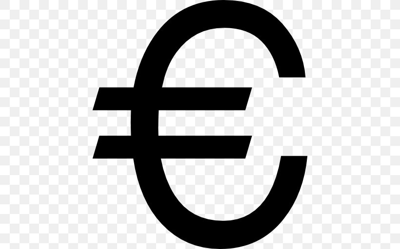 Euro Sign Currency Symbol, PNG, 512x512px, Euro Sign, Area, Black And White, Brand, Character Download Free