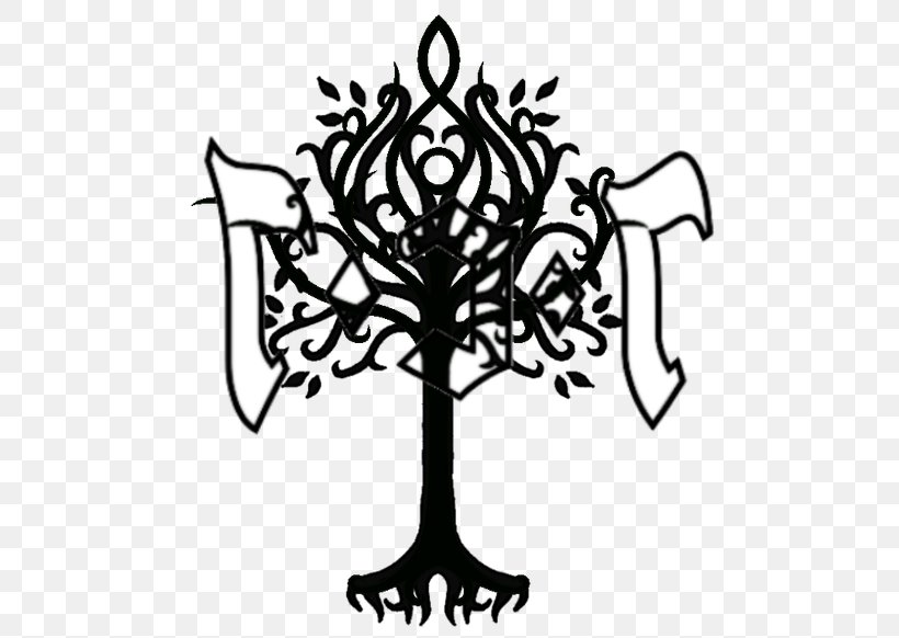 Clip Art White Tree Of Gondor Black Line Art Pattern, PNG, 500x582px, White Tree Of Gondor, Artwork, Black, Black And White, Black M Download Free