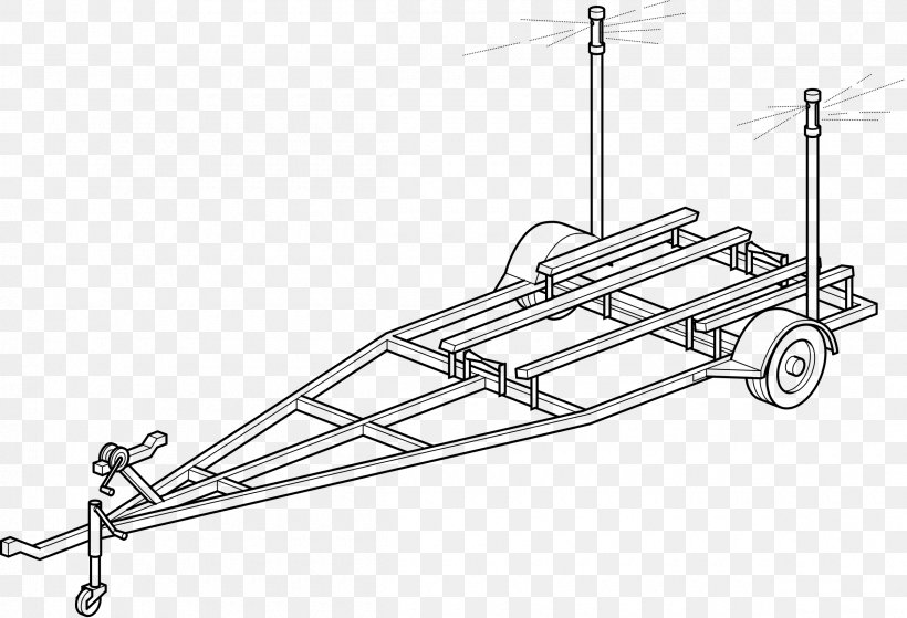 Boat Trailers Clip Art, PNG, 2400x1637px, Trailer, Black And White, Boat, Boat Trailers, Campervans Download Free