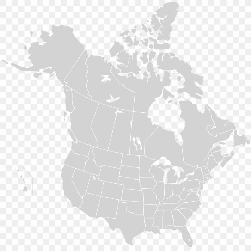 United States Canada Vector Map, PNG, 2000x2000px, United States, Area, Atlas, Black And White, Blank Map Download Free