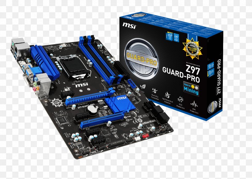 Intel LGA 1150 Motherboard MSI Z97 GUARD-PRO, PNG, 1484x1057px, Intel, Atx, Central Processing Unit, Computer Component, Computer Cooling Download Free