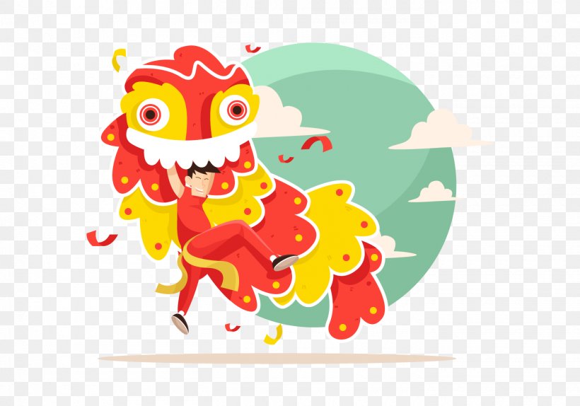 Lion Dance Chinese New Year Lunar New Year, PNG, 1400x980px, Lion, Art, Bainian, Cartoon, Chinese New Year Download Free