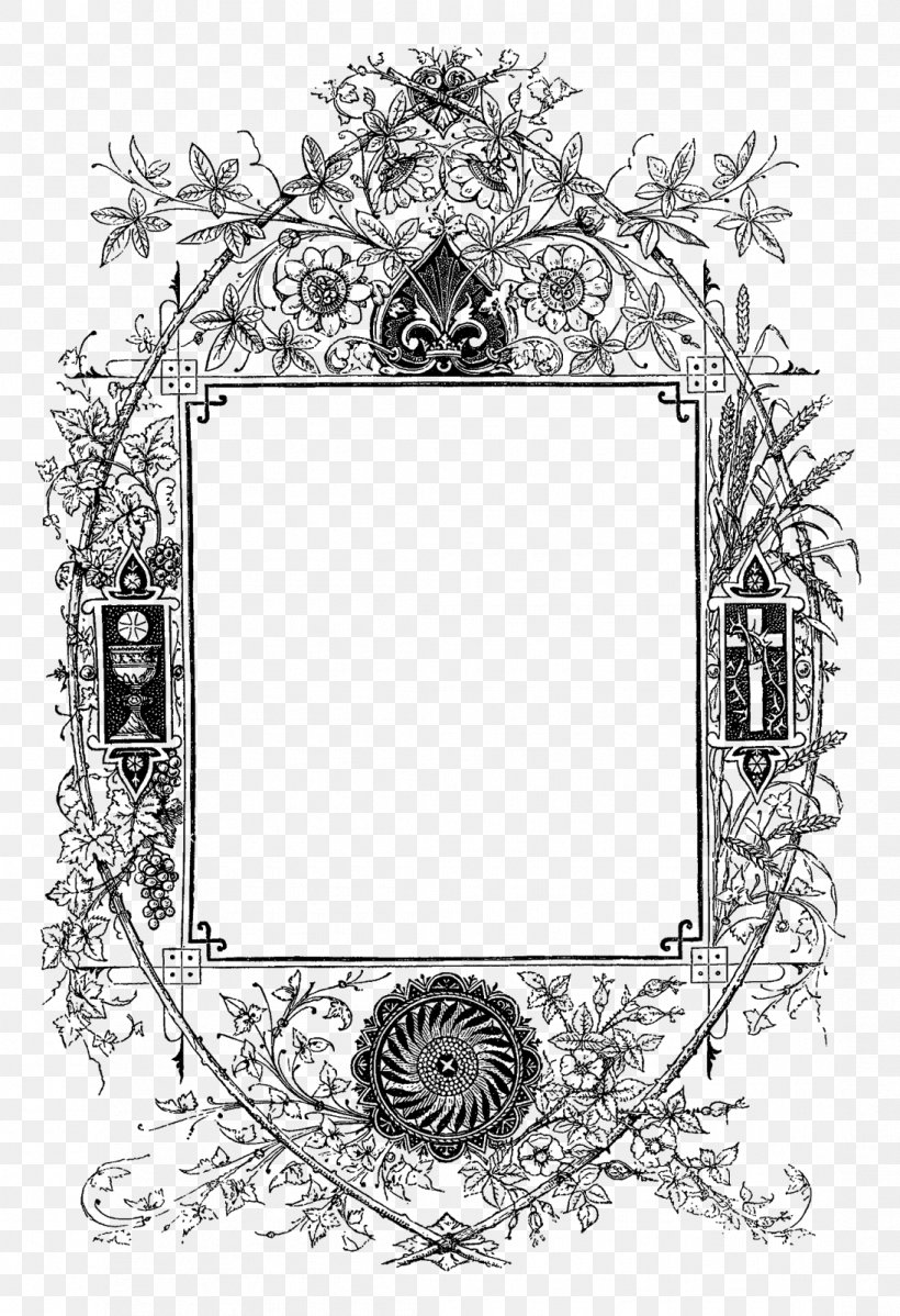 Picture Frames Work Of Art Pattern, PNG, 1095x1600px, Picture Frames, Antique, Art, Black And White, Botany Download Free