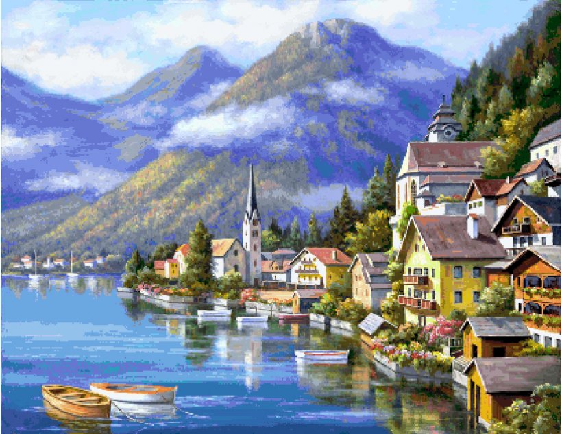 Landscape Painting Decorative Arts Craft, PNG, 1632x1260px, Painting, Alps, Art, Canvas, City Download Free