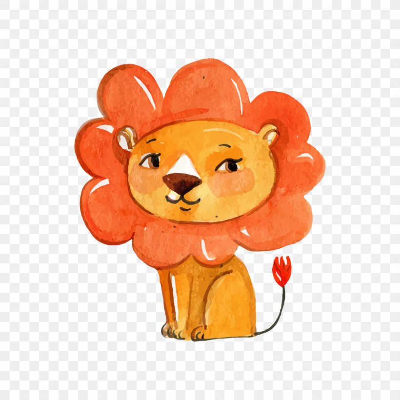 Lion Icon, PNG, 2000x2000px, Watercolor, Cartoon, Flower, Frame, Heart Download Free