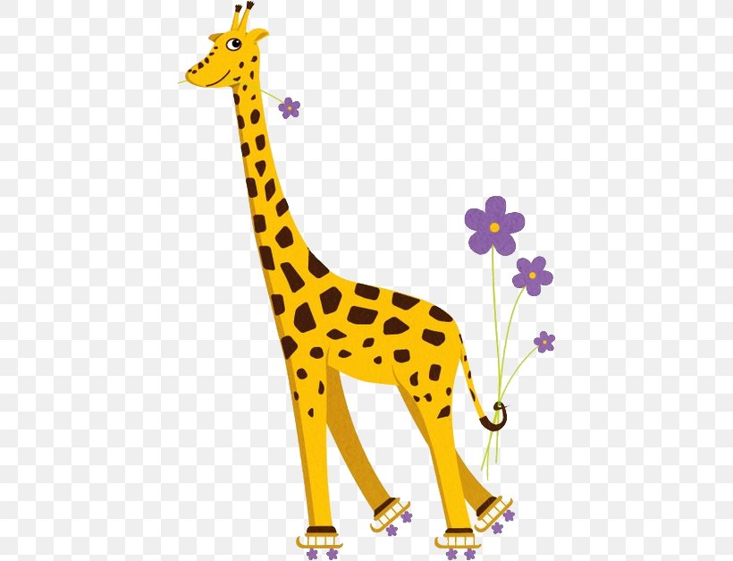 Giraffe Cartoon T-shirt Clip Art, PNG, 425x627px, Giraffe, Animal Figure, Animation, Black And White, Cartoon Download Free