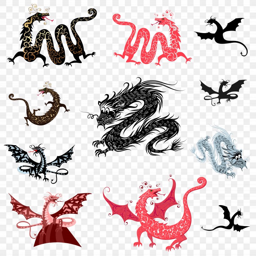 Dragon Royalty-free Illustration, PNG, 8106x8112px, Dragon, Animal Figure, Art, Artwork, Drawing Download Free