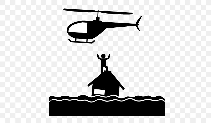 Flood Helicopter Pictogram Natural Disaster Clip Art, PNG, 640x480px, Flood, Aircraft, Area, Artwork, Black Download Free