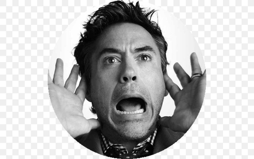 Robert Downey Jr. Iron Man Image Humour Celebrity, PNG, 512x512px, Robert Downey Jr, Aggression, Black And White, Celebrity, Chin Download Free
