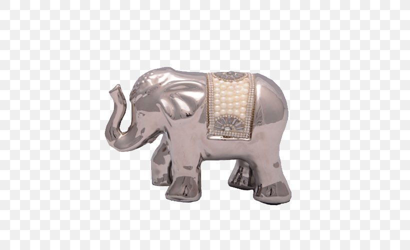 Indian Elephant African Elephant Silver Animal Figurine, PNG, 500x500px, Indian Elephant, African Elephant, Animal, Animal Figure, Animal Figurine Download Free