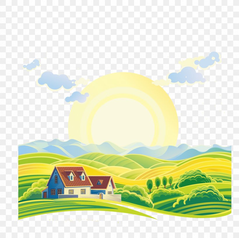 House And Sun, PNG, 1181x1181px, Farm, Area, Border, Daytime, Drawing Download Free