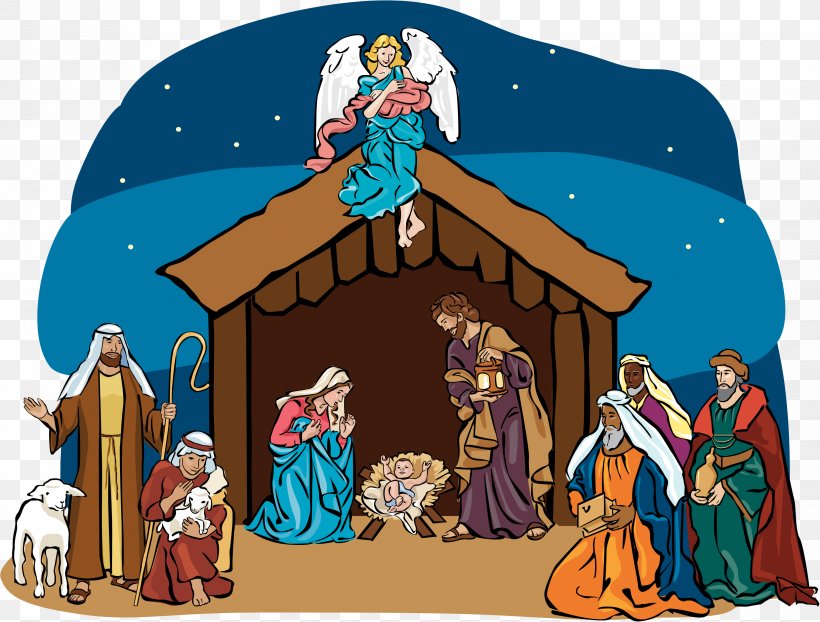 Nativity Scene Nativity Of Jesus Gospel Of Matthew Gospel Of Luke Clip Art, PNG, 3300x2504px, Nativity Scene, Art, Biblical Magi, Cartoon, Child Jesus Download Free